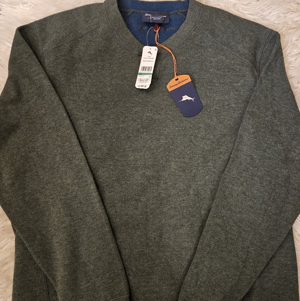 Tommy Bahama Reversible Men's Crew Shirt Long Sleeve Size Large Green Retail $99